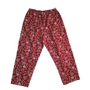 Blair Womens Red & White Floral Pajama Lounge Pants Size L